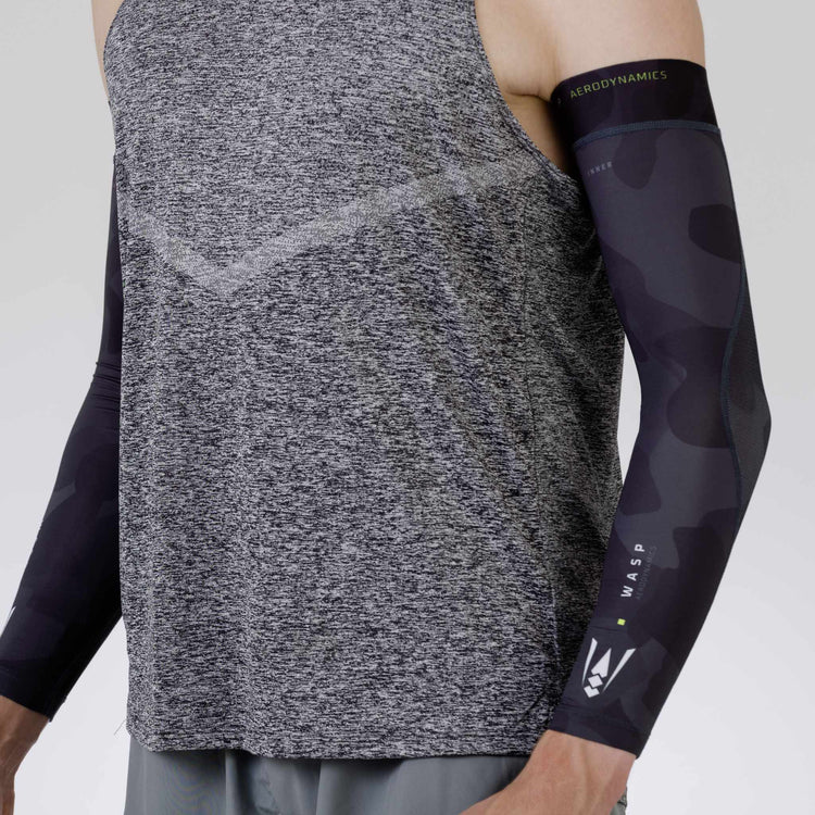 Arm sleeve with a minimalistic gray camouflage design, engineered for maximum endurance.